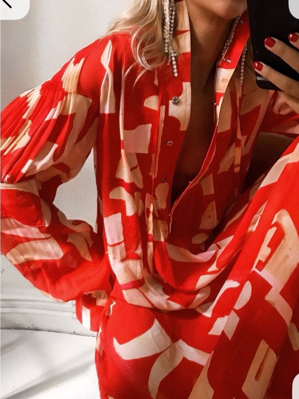NWT H&M Studio SS18 Runway Japanese Print Red Maxi Dress US 10 - Picture 2 of 8